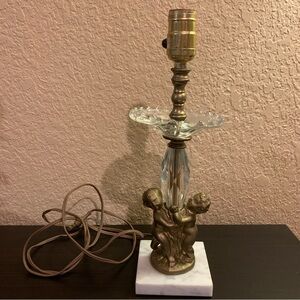 Beautiful vintage ornate gold / marble angel lamp